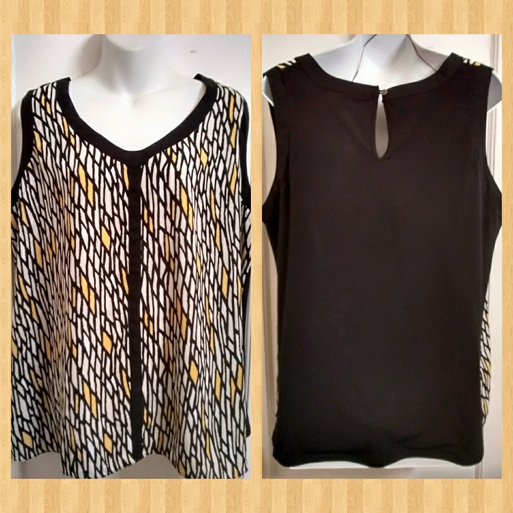 Worthington Plus Size Sleeveless Print Top Sz 1X